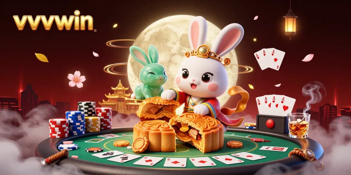 Experience vvvwin's thrilling 3D digital illustration of poker chips and traditional moon folklore.