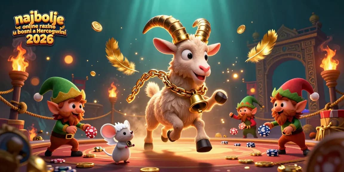 Experience the thrill of najbolje online kazino u Bosni i Hercegovini 2026 with festive characters in a dynamic casino scene.