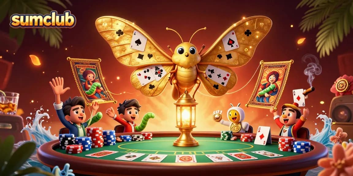 Engage with thrilling poker gameplay at sumclub amidst vibrant, 3D casino elements.