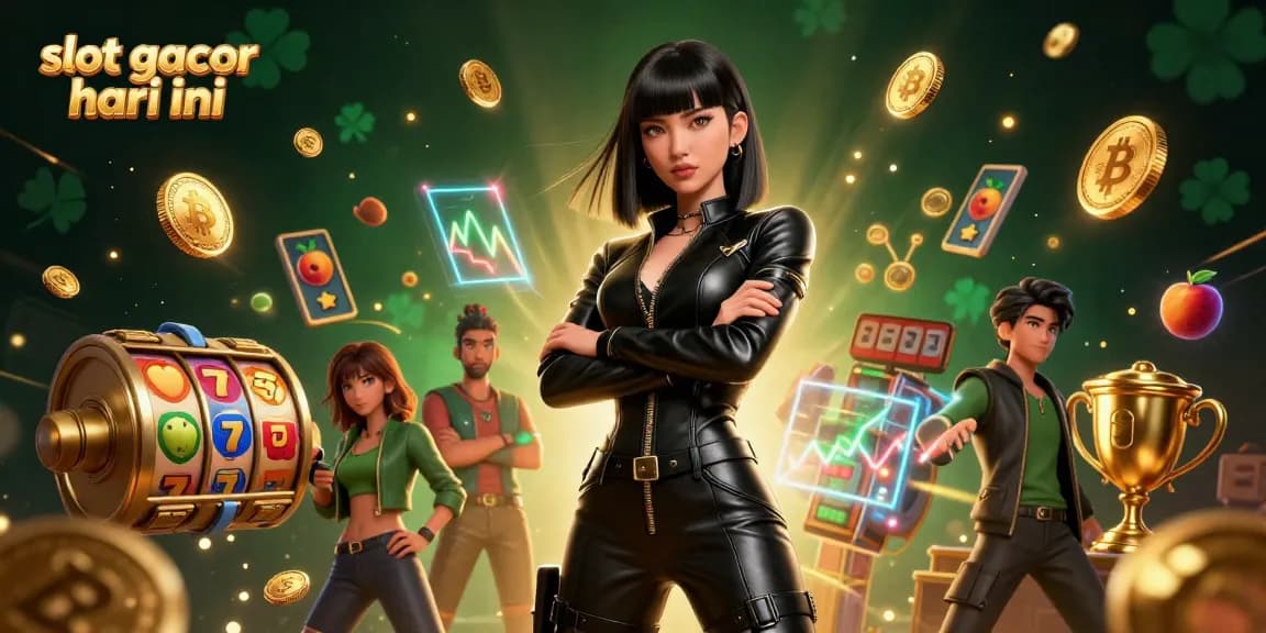 Experience thrilling action at slot gacor hari ini with vibrant slot reels and golden coins.