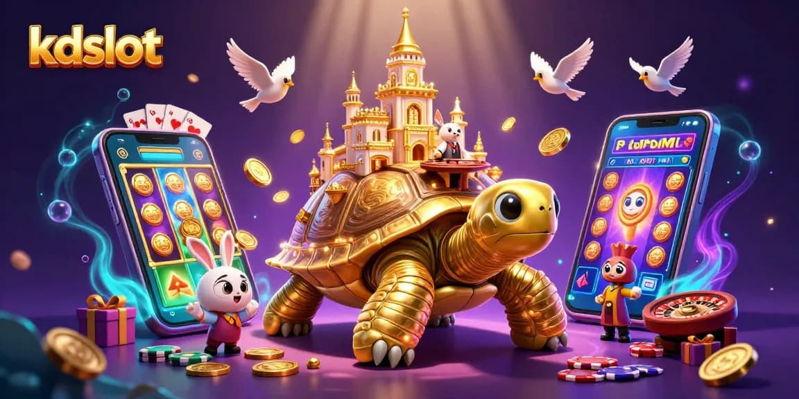 Engage with kdslot and immerse in vibrant casino action featuring a golden tortoise and dynamic game elements.