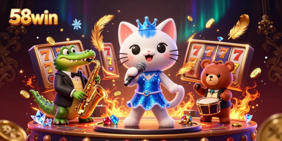 Experience high-energy gaming action at 58win with vibrant characters and immersive casino elements.