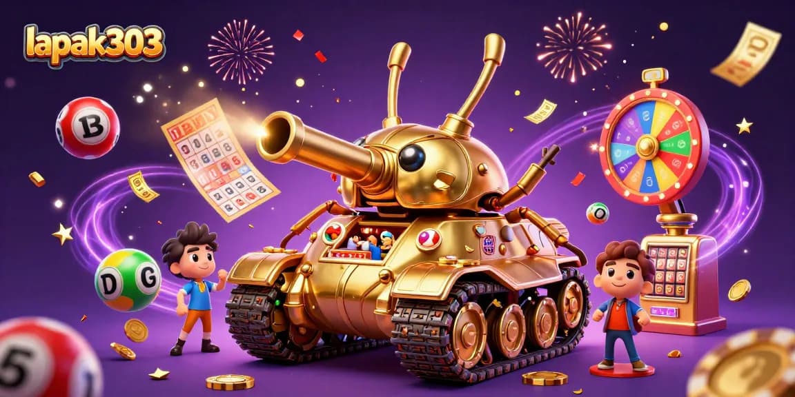 Permainan menarik lapak303 dengan kasino mini dalam sebuah tank kumbang emas 3D yang meriah.