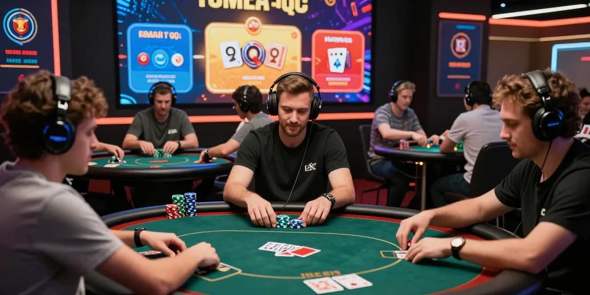 Engaging online poker experience on Dominobet showcasing diverse players in thrilling gameplay, featuring Daftar Dominobet.
