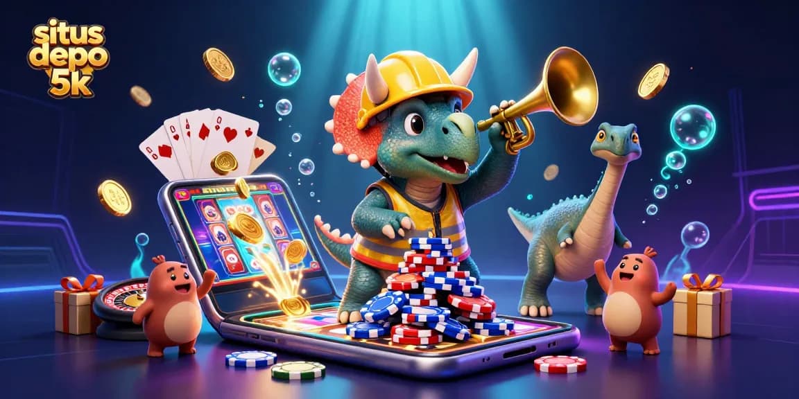 Experience situs depo 5k with vibrant characters celebrating wins in a dynamic casino scene.