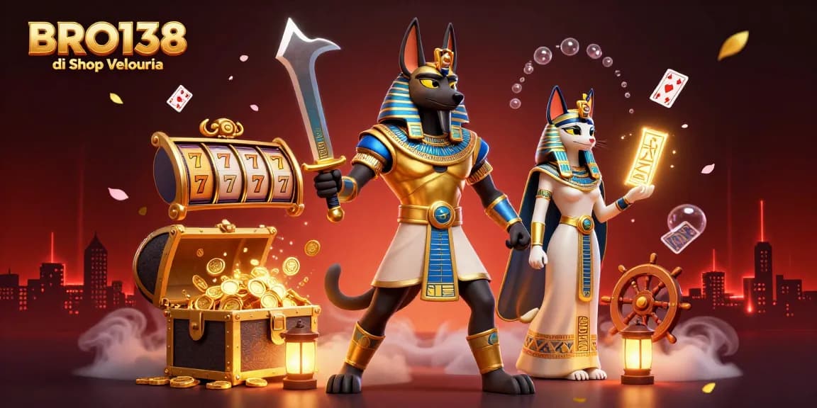 BRO138 di Shop Velouria offers an exciting slot gaming experience with Anubis and Bastet.