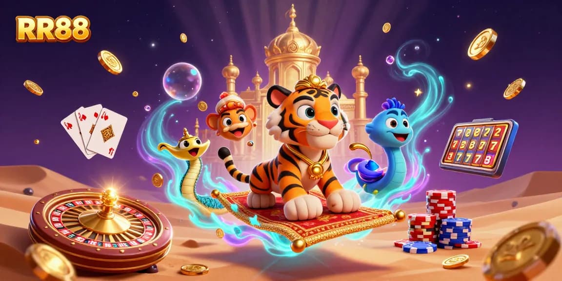 Experience thrilling gameplay with RR88's vibrant casino elements in a rich, dynamic 3D scene.