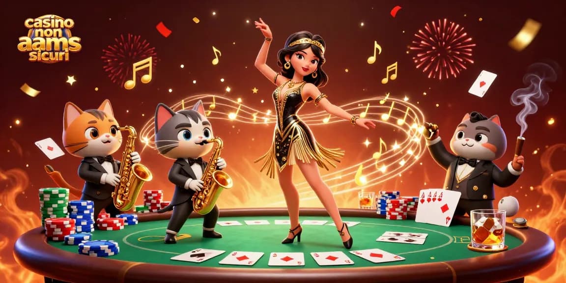 Mostra casino non aams sicuri con personaggi vivaci, elementi di poker e design dinamico in azione.