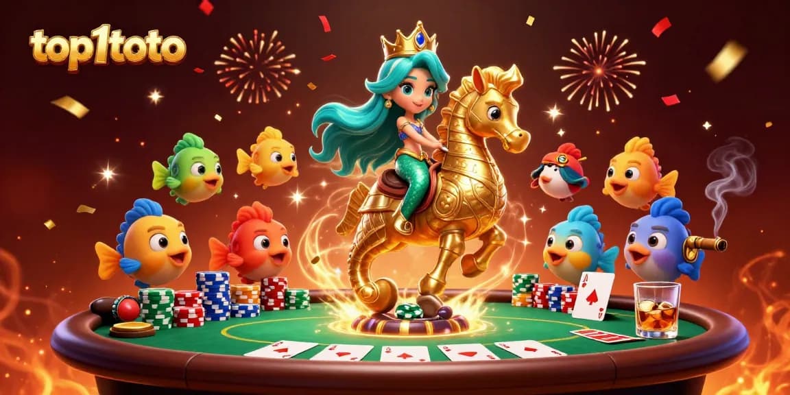 Join the excitement with top1toto in a vibrant sea-themed poker adventure filled with characters and casino elements.