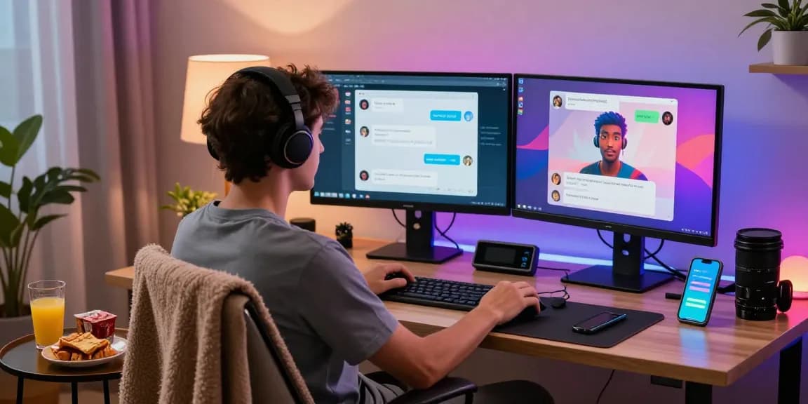 Engaging interaction with nsfw ai chatbot in a cozy modern home office.