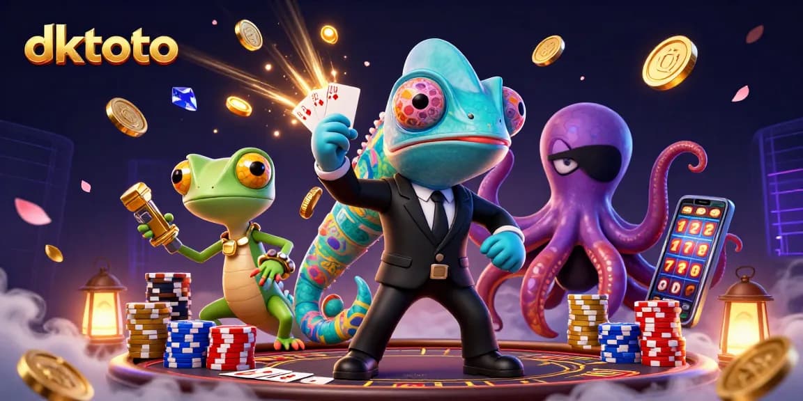 Experience the excitement of dktoto with chameleon and gecko at a lively baccarat table.