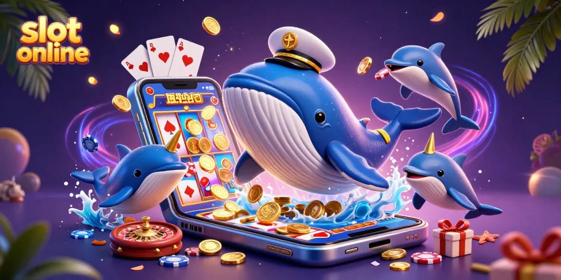 Experience thrilling slot online adventures with the whale, narwhal, and dolphins in a vibrant casino scene!