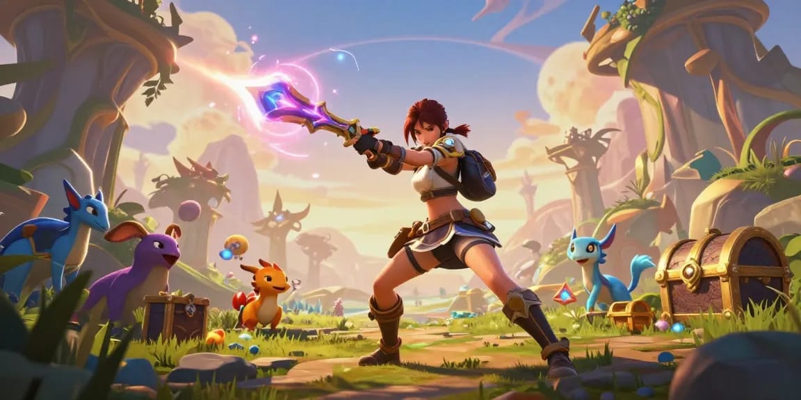 Engaging female hentai game scene showcasing a vibrant fantasy world with an adventurous protagonist.