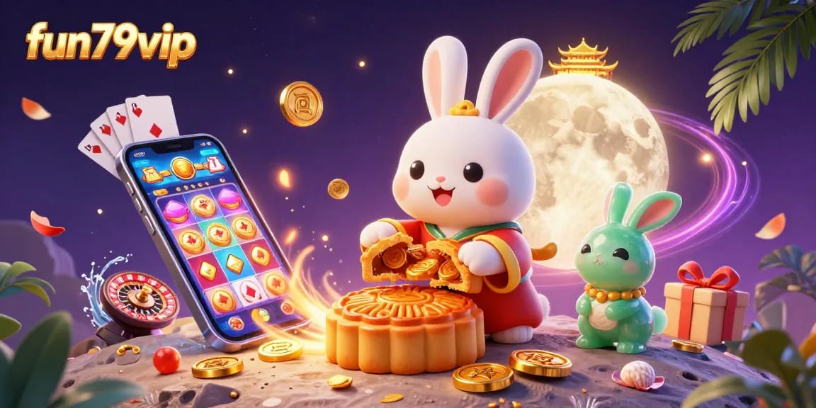 Experience the excitement of fun79vip through this vibrant 3D casino illustration showcasing thematic elements and playful characters.
