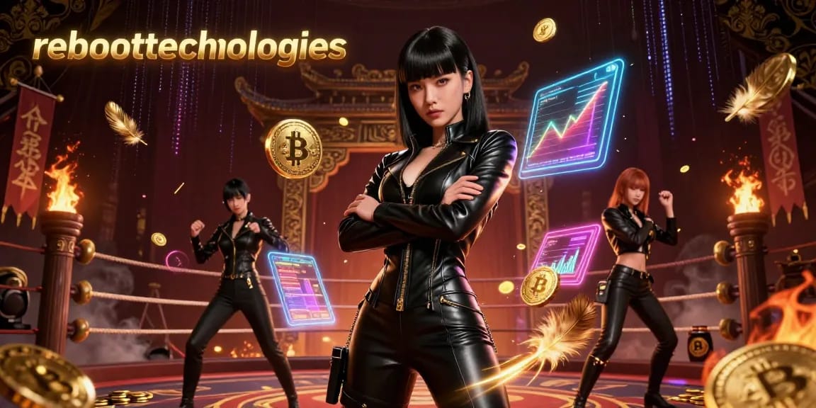 Experience thrilling gaming opportunities with reboottechnologies, featuring a stunning Asian woman in a futuristic casino setting.