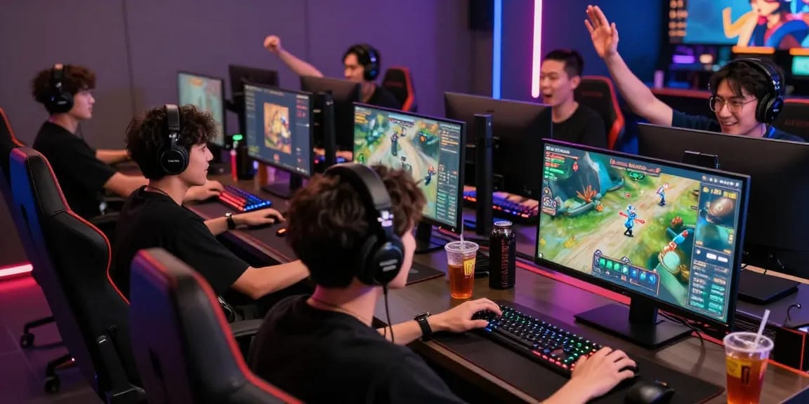 Exciting pajaktoto gaming scene with players celebrating victories in a vibrant e-sports atmosphere.