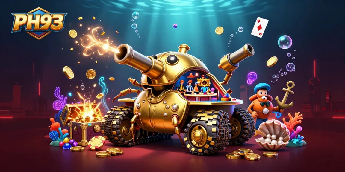 Experience PH33 excitement with a vibrant 3D casino scene featuring an enchanting golden beetle tank.