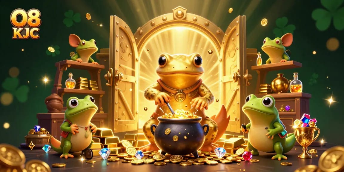 Experience the magic of O8 KJC as a golden salamander alchemist crafts fortunes in a vibrant casino world.