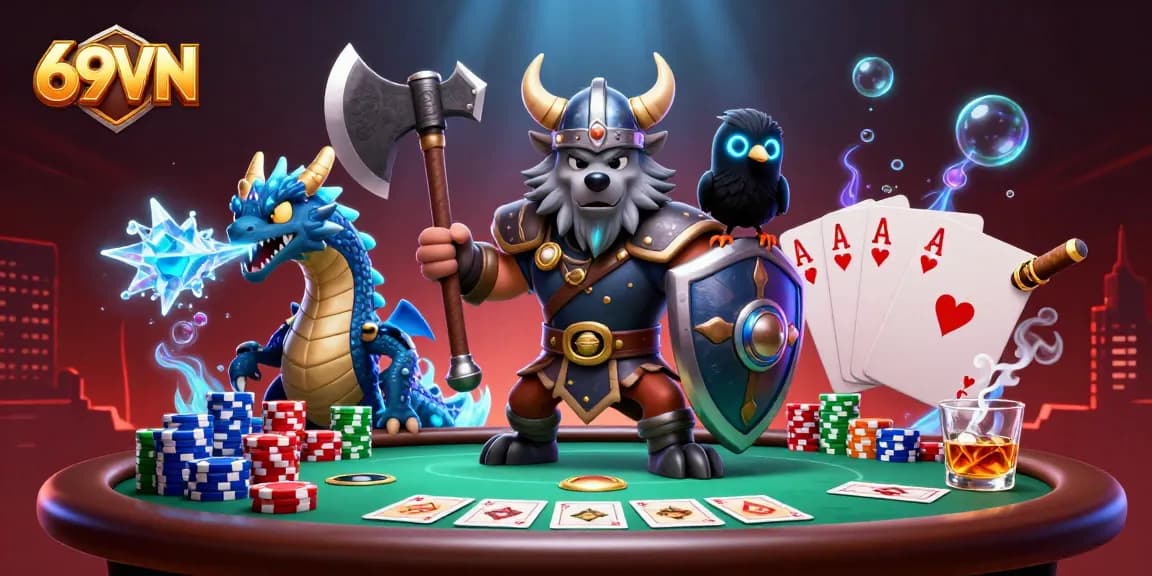 Experience thrilling gameplay with 69VN in this vibrant, action-packed 3D casino illustration.