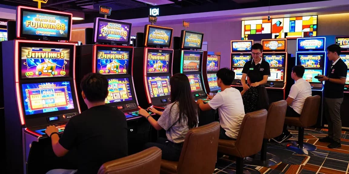 Slot gacor fujiwin88 dalam suasana kasino online yang ramai dan mengasyikkan.
