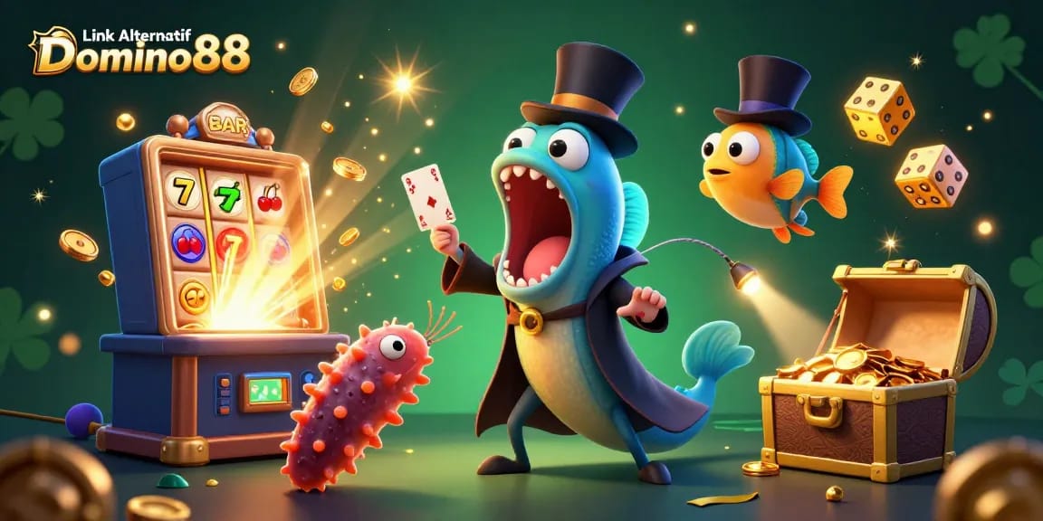Spin for fortune with Link Alternatif Domino88 in a vibrant casino scene filled with excitement.
