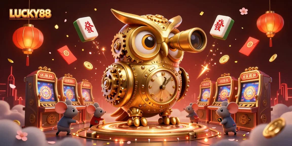 Experience thrilling gameplay at LUCKY88, featuring charming characters and dynamic casino elements.