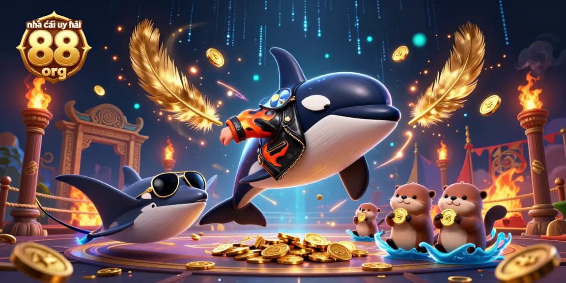 Play exciting games with nhà cái uy tín 88 org showcasing vibrant characters and dynamic casino elements in this lively illustration.