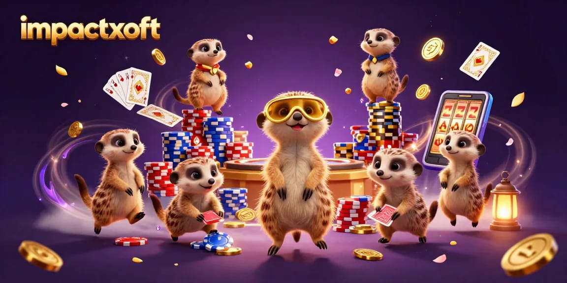 Experience thrilling games at impactxoft while meerkats manage a vibrant casino scene.