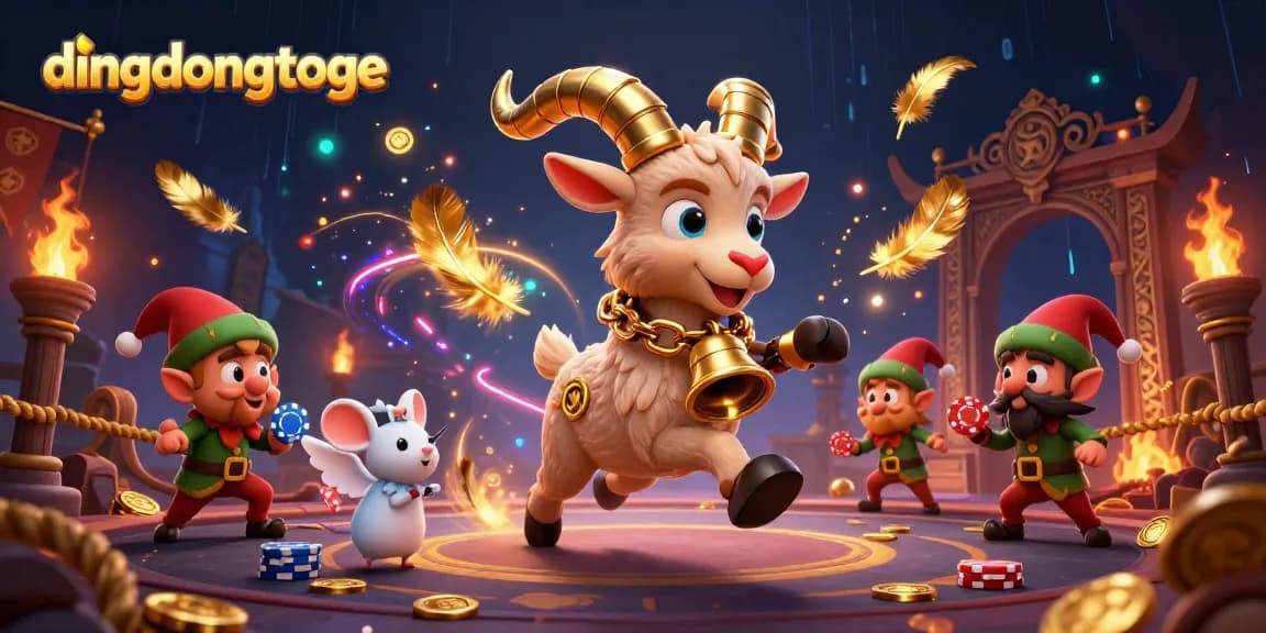 Dive into the thrilling "dingdongtoge" experience with a captivating casino scene featuring playful characters and vibrant game elements.