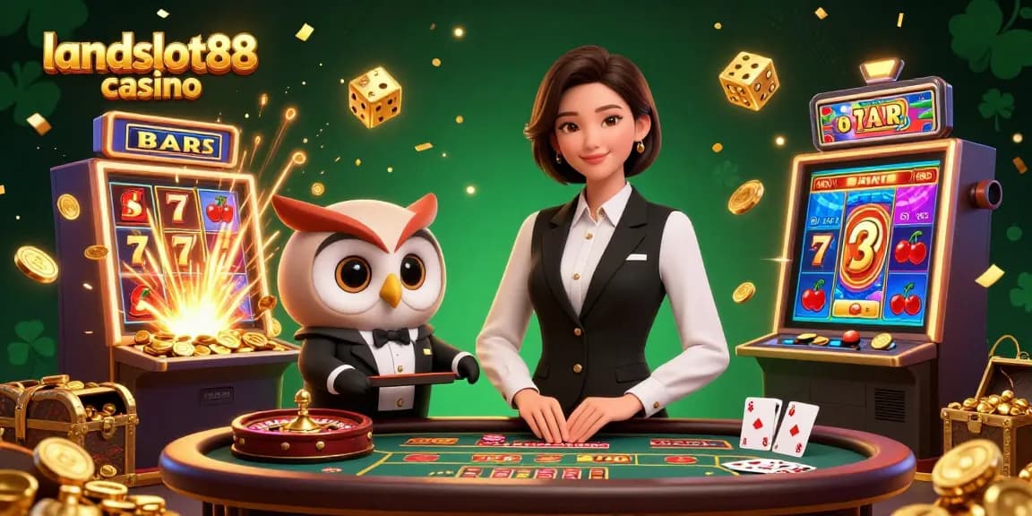 Experience the thrill of landslot88 casino with professional dealers, slot machines, and jackpot wins!