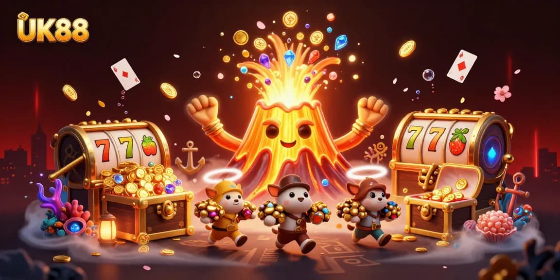 Experience UK88's thrilling casino adventure with golden treasures and vibrant gaming elements.