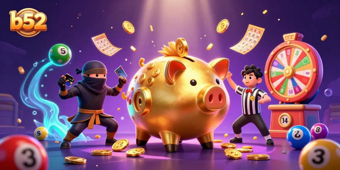 Engaging b52 casino scene capturing the excitement of vibrant games with characters in action.
