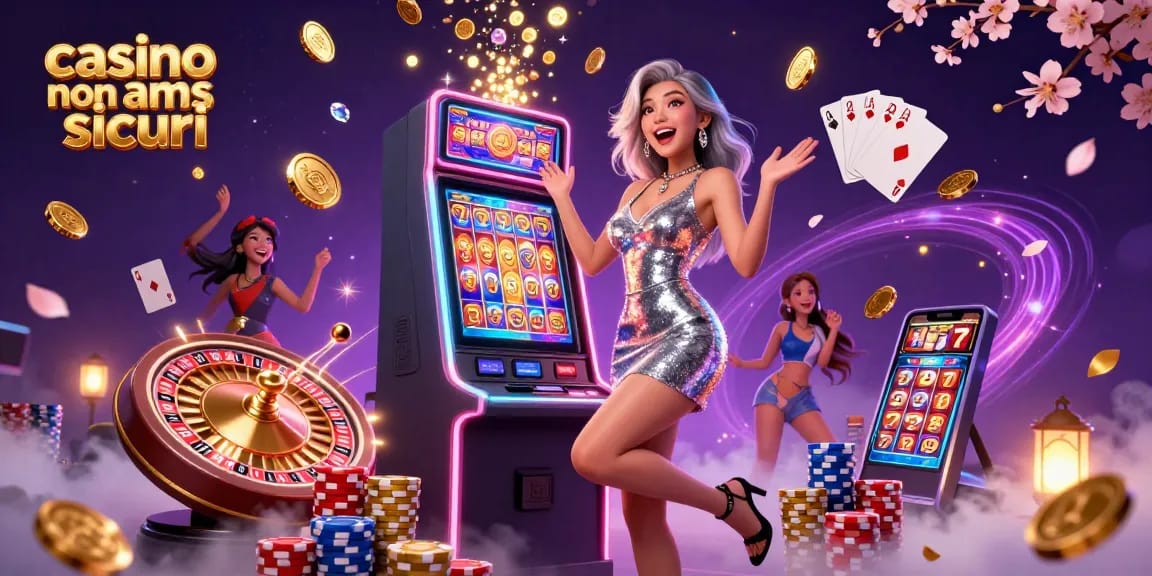 Scopri emozioni nei casino non AAMS sicuri con monete che cadono, slot machine vivaci e giocatori fortunati.