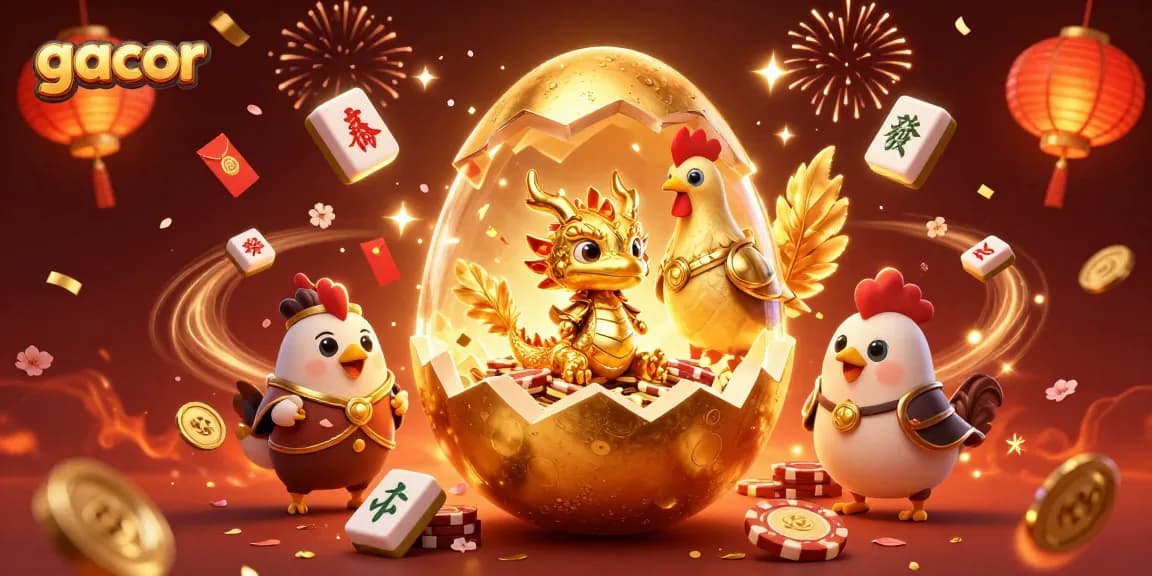 Engage in gacor slots featuring stunning visuals of a baby dragon and golden poker chips.