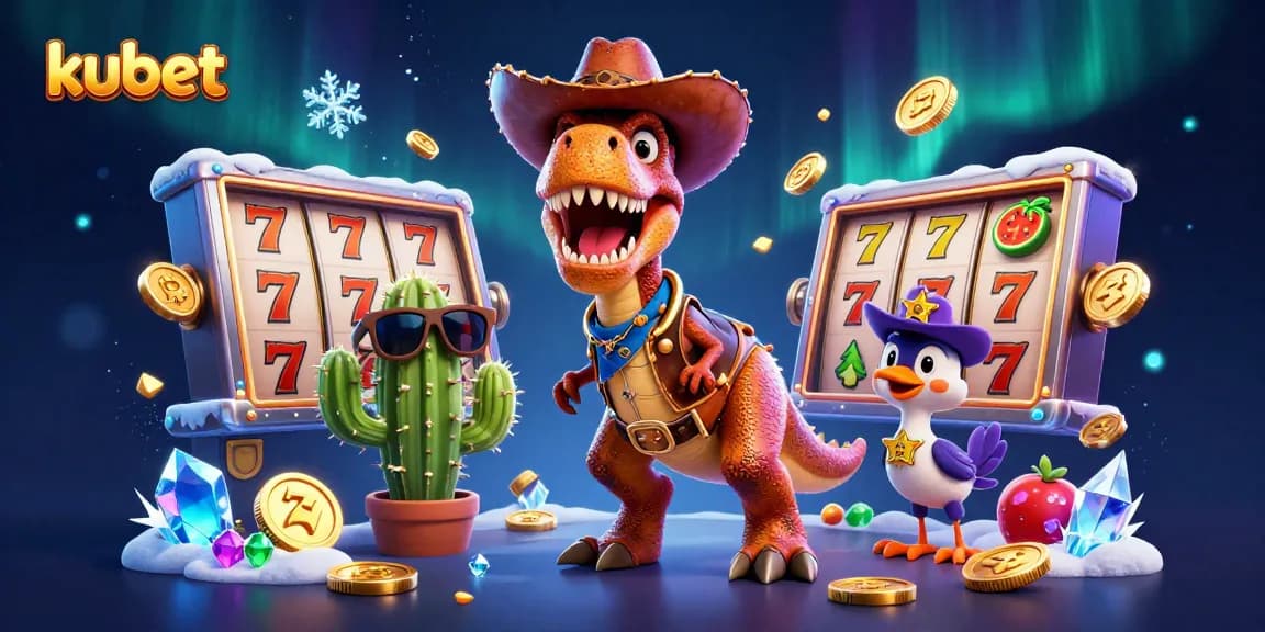 Join kubet's thrilling slot adventure with a T-Rex cowboy and treasure galore!