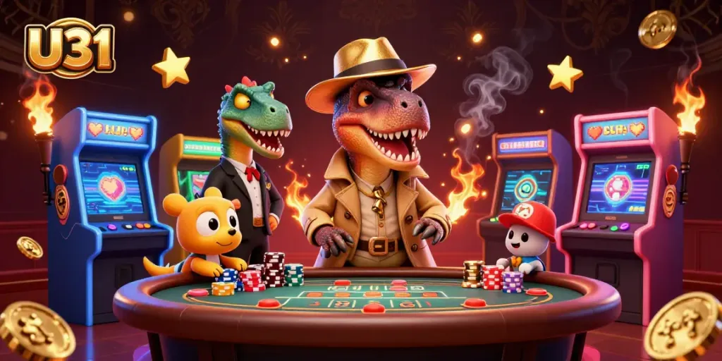 Experience thrilling gameplay at U31 casino with vibrant characters and gaming elements.