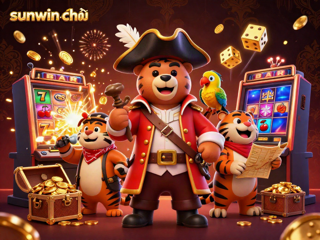 Experience the excitement of sunwin chính thức with vibrant casino game elements and animated characters.