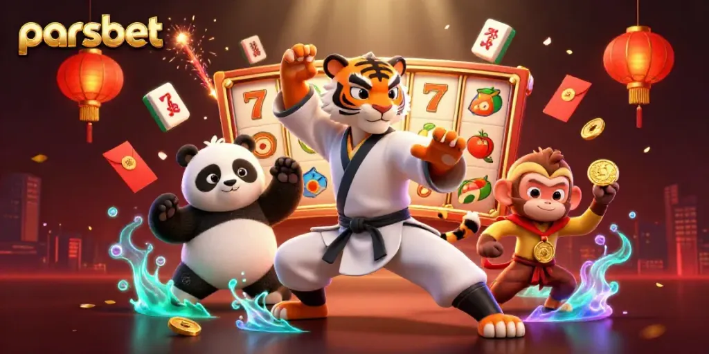 Parsbet sitesinde slot oyunlarıyla dolu, renkli bir çizgi film sahnesi.