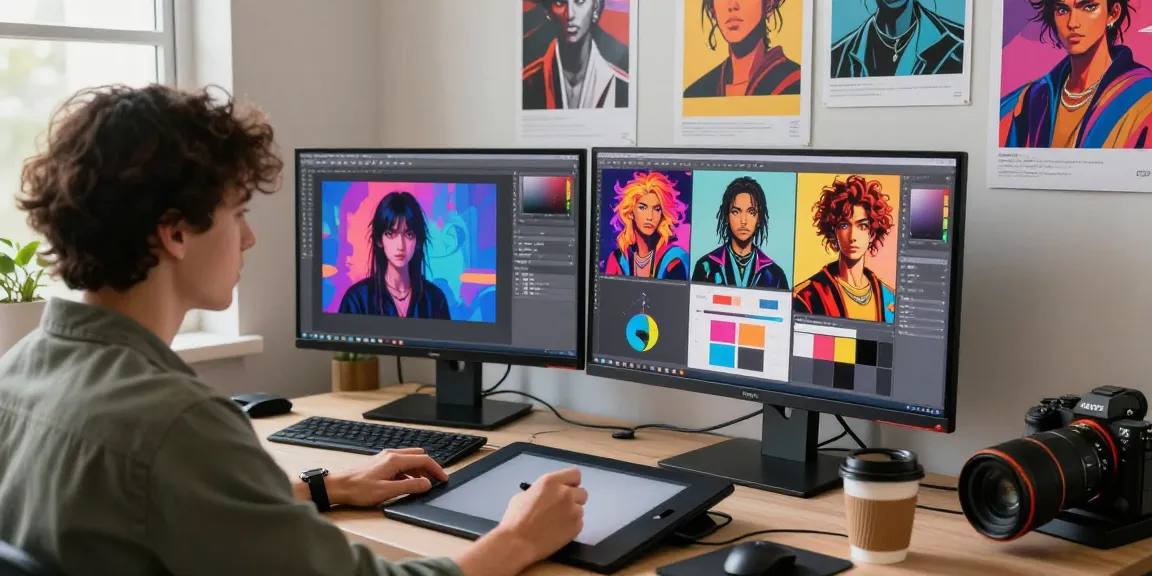 Engaging NSFW AI content creation scene showcasing digital art tools and vibrant artworks.