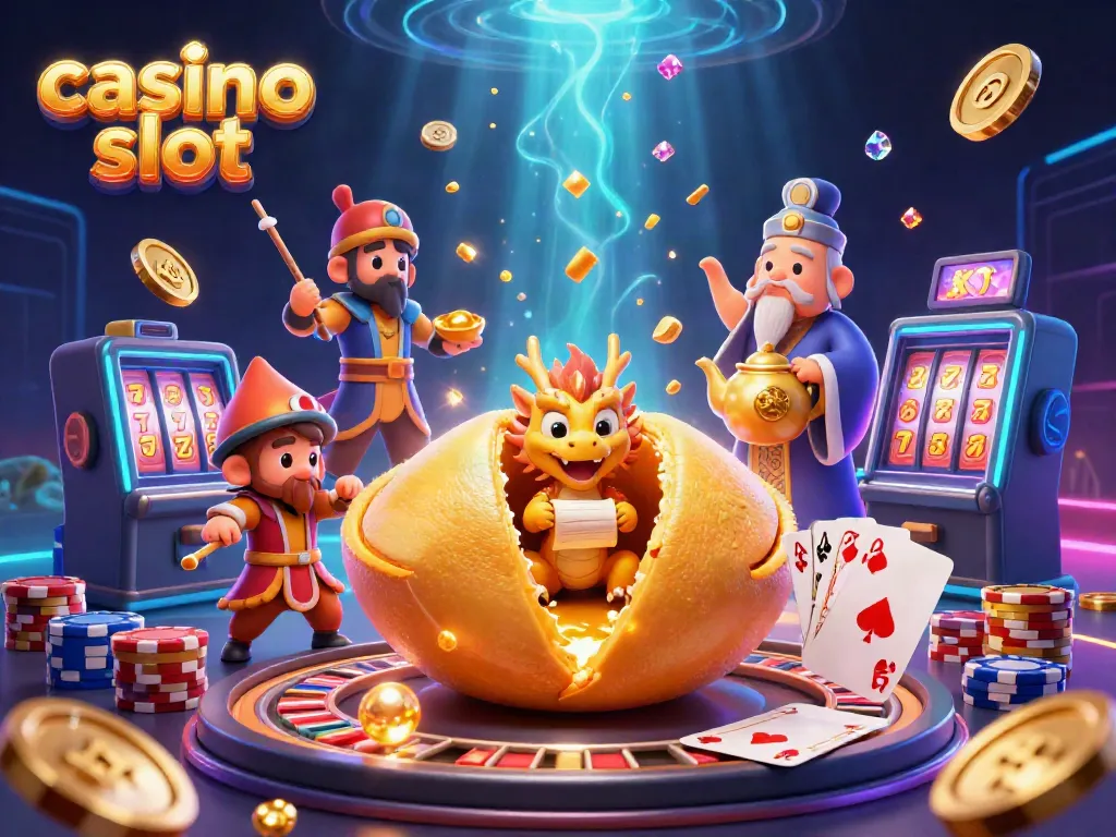 Spin exciting casino slot games with vibrant dragons, golden coins, and dynamic elements in this engaging scene.