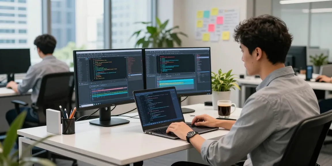 Engaging software development workspace featuring crush ai tools for a dynamic coding environment.