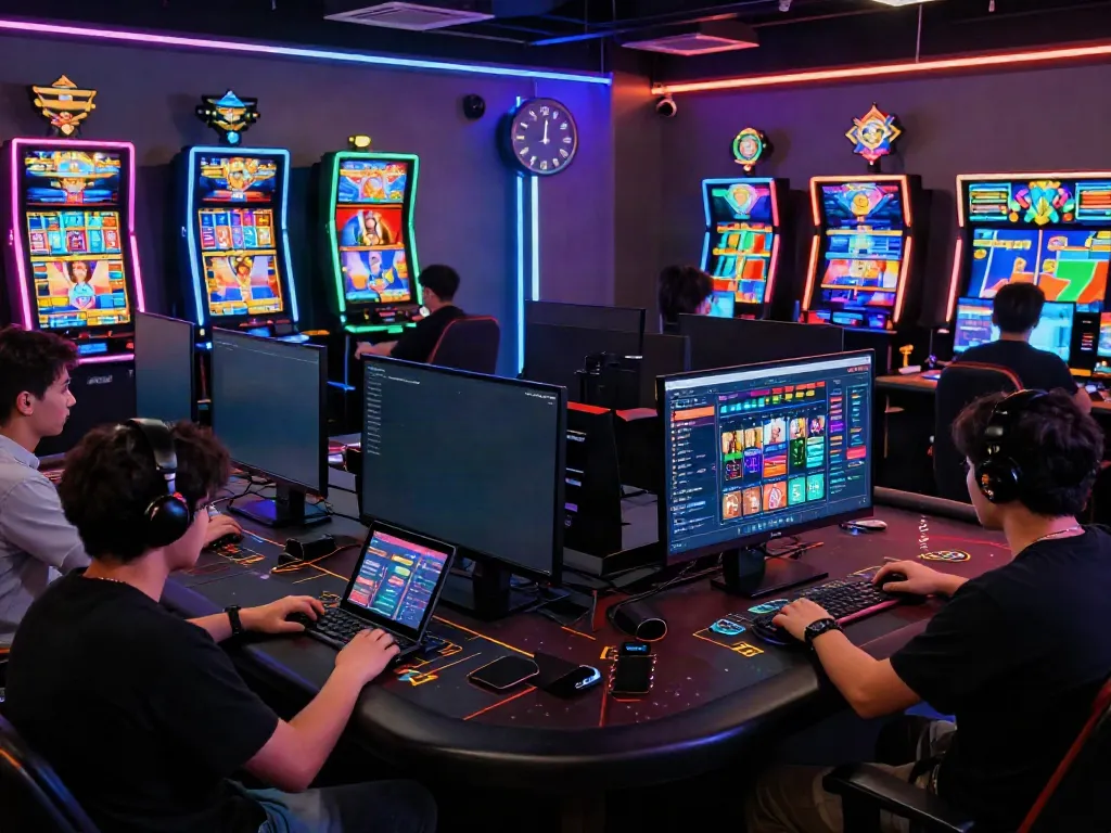 QQMacan platform interface in a vibrant gaming environment showing players engaged in online games.