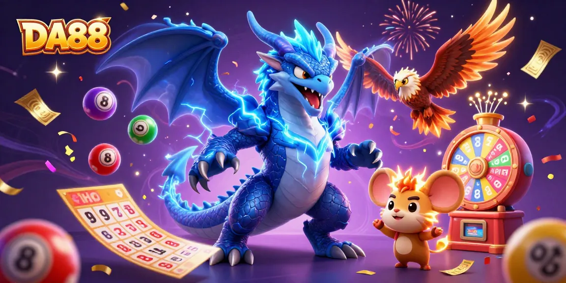 Experience the thrill of DA88 lottery excitement with a vivid illustration showcasing dynamic game elements.