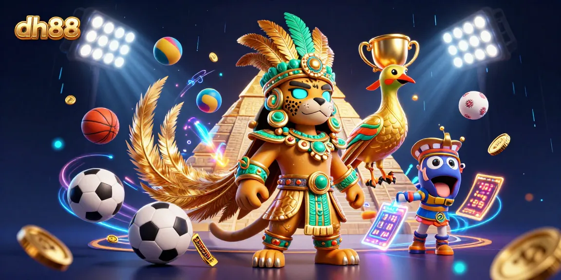 Betting action at dh88, featuring colorful sports elements and a dynamic casino scene.