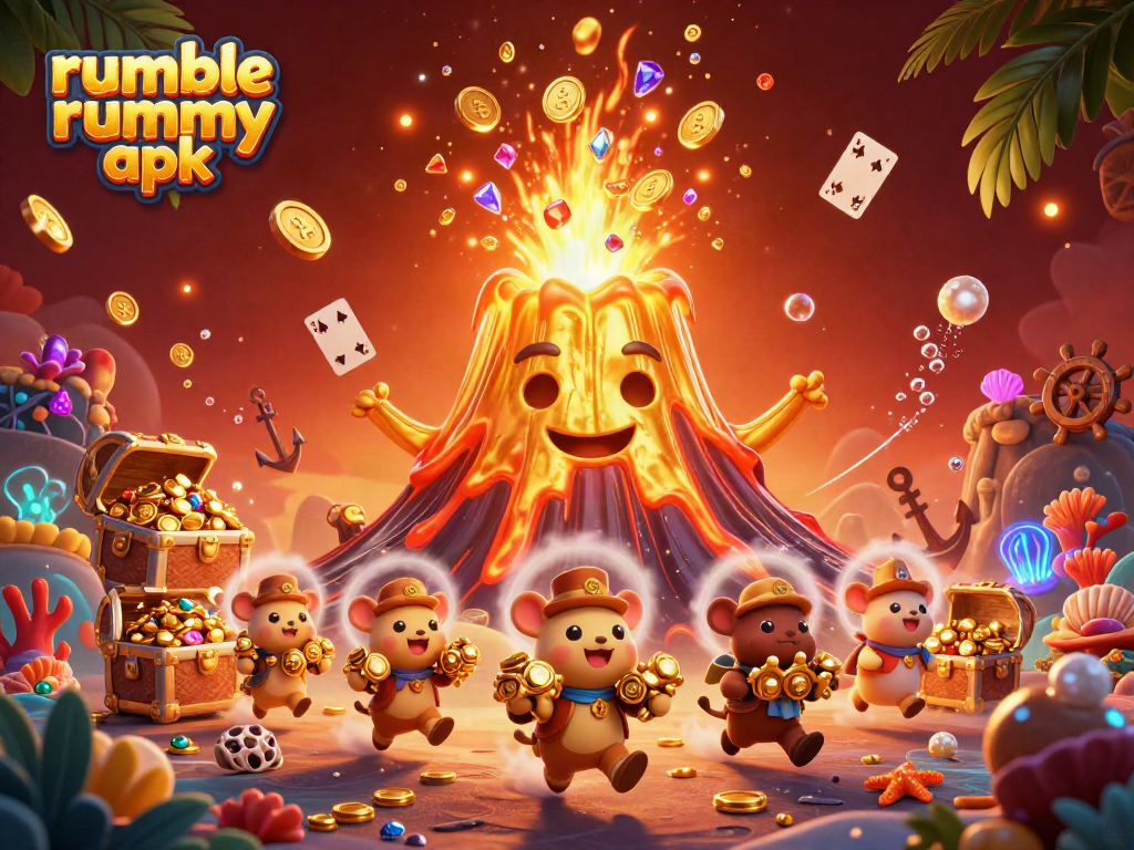 Experience excitement with the rumble rummy apk in a vibrant, treasure-filled scene.