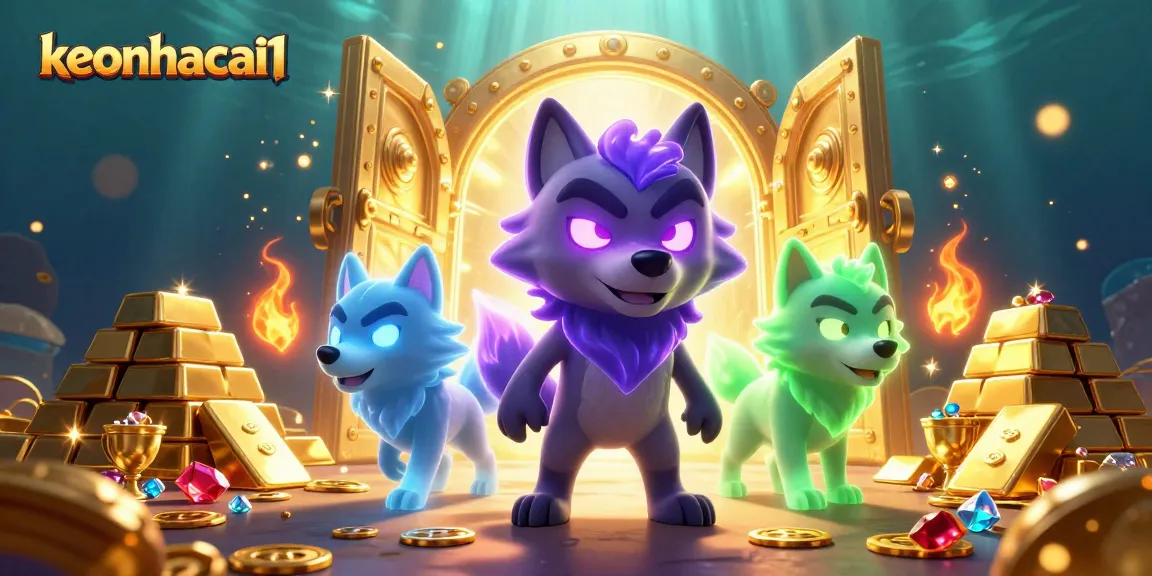 Engage with keonhacai1's exciting betting world, featuring spectral wolves and lavish treasures.