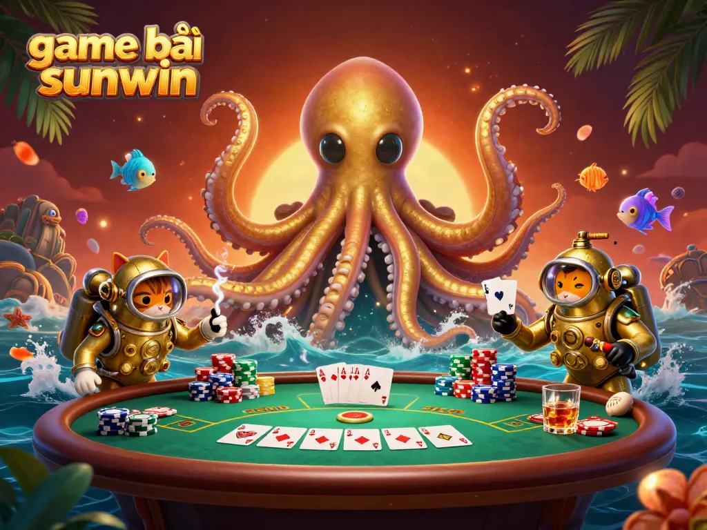 Experience thrilling bets in game bài sunwin with a captivating 3D ocean scene and poker elements.