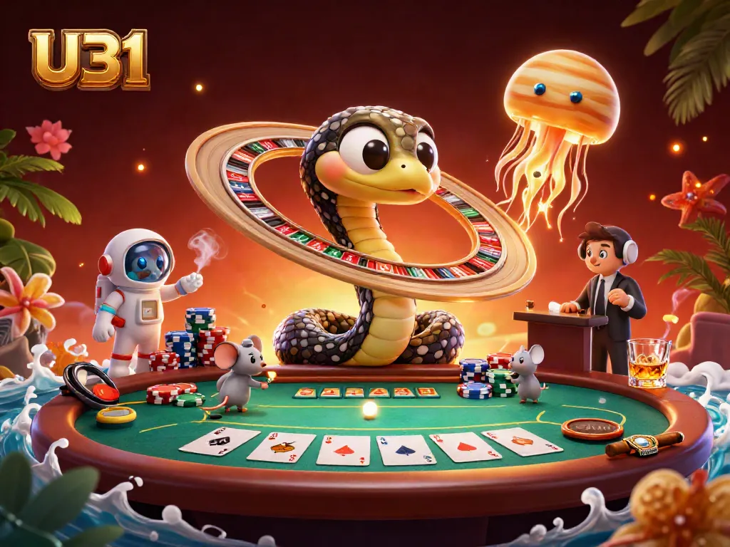 Experience thrilling gameplay at U31 with astronaut mice betting on cosmic roulette in a vibrant casino。