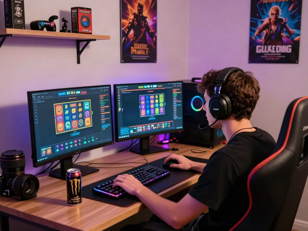 Engaging online gaming environment with akunjp slot games on screen and a focused player.