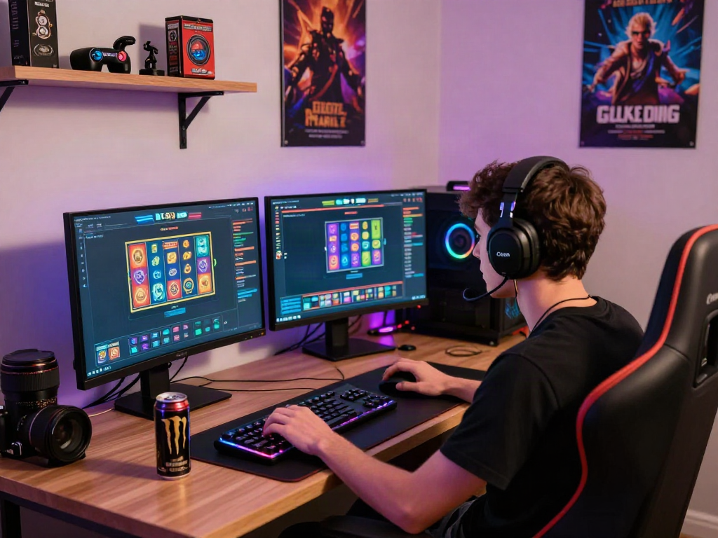 Engaging online gaming environment with akunjp slot games on screen and a focused player.